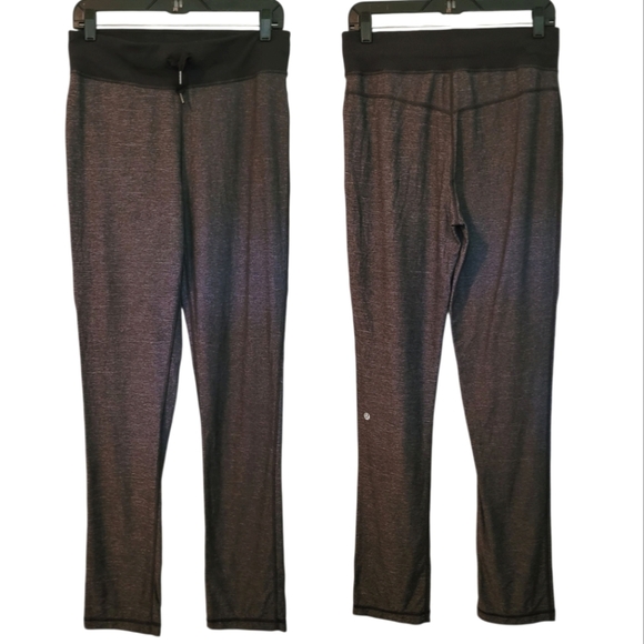 Lululemon Heathered Gray Black Band Lightweight Full Length Pants Wmns 6 Yoga - Picture 1 of 13